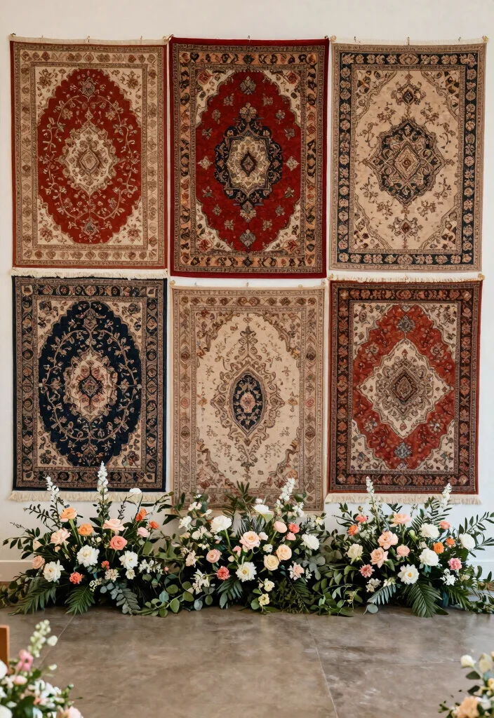 14 Civil Wedding Backdrop Ideas That Feel Intimate & Chic 62 14 Civil Wedding Backdrop Ideas That Feel Intimate & Chic - 12. Vintage Rugs 1