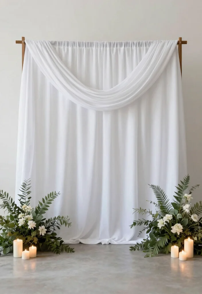 14 Civil Wedding Backdrop Ideas That Feel Intimate & Chic 12 14 Civil Wedding Backdrop Ideas That Feel Intimate & Chic - 2. Minimalist White Canvas 1