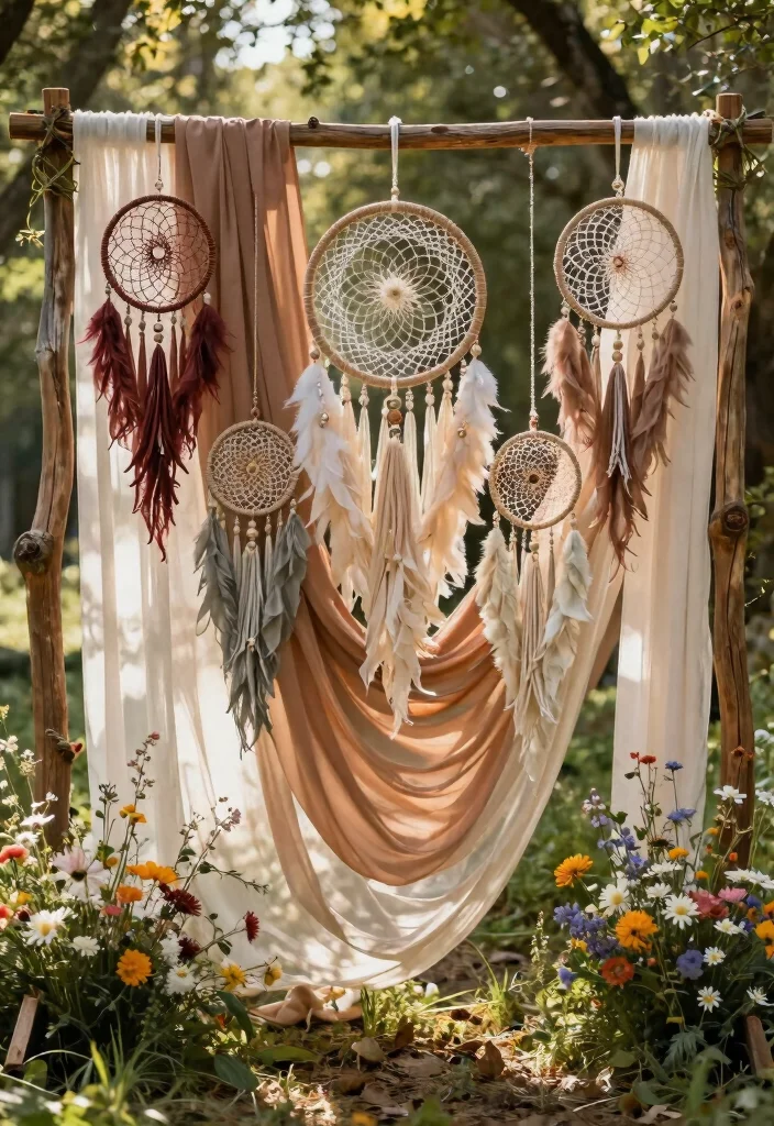14 Civil Wedding Backdrop Ideas That Feel Intimate & Chic 45 14 Civil Wedding Backdrop Ideas That Feel Intimate & Chic - 5. Bohemian Dreamcatchers 1