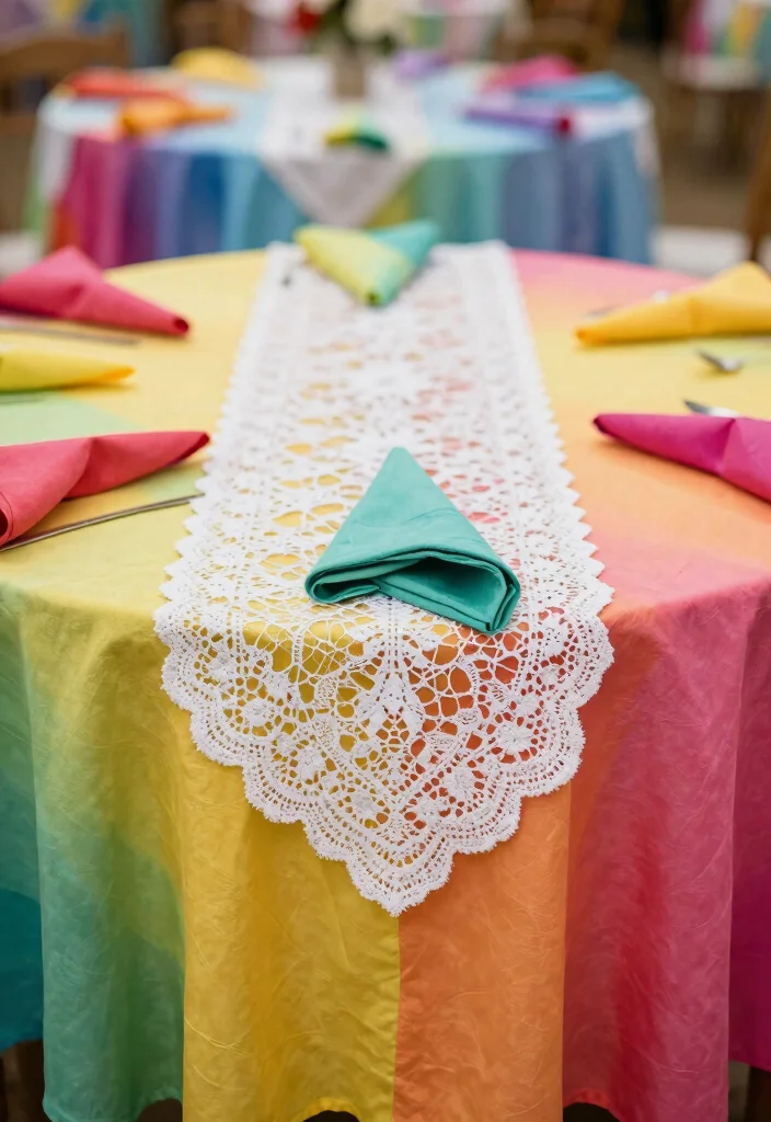 14 Round Wedding Table Decorations Simple Ideas That Shine - 11. Colorful Table Linens 1