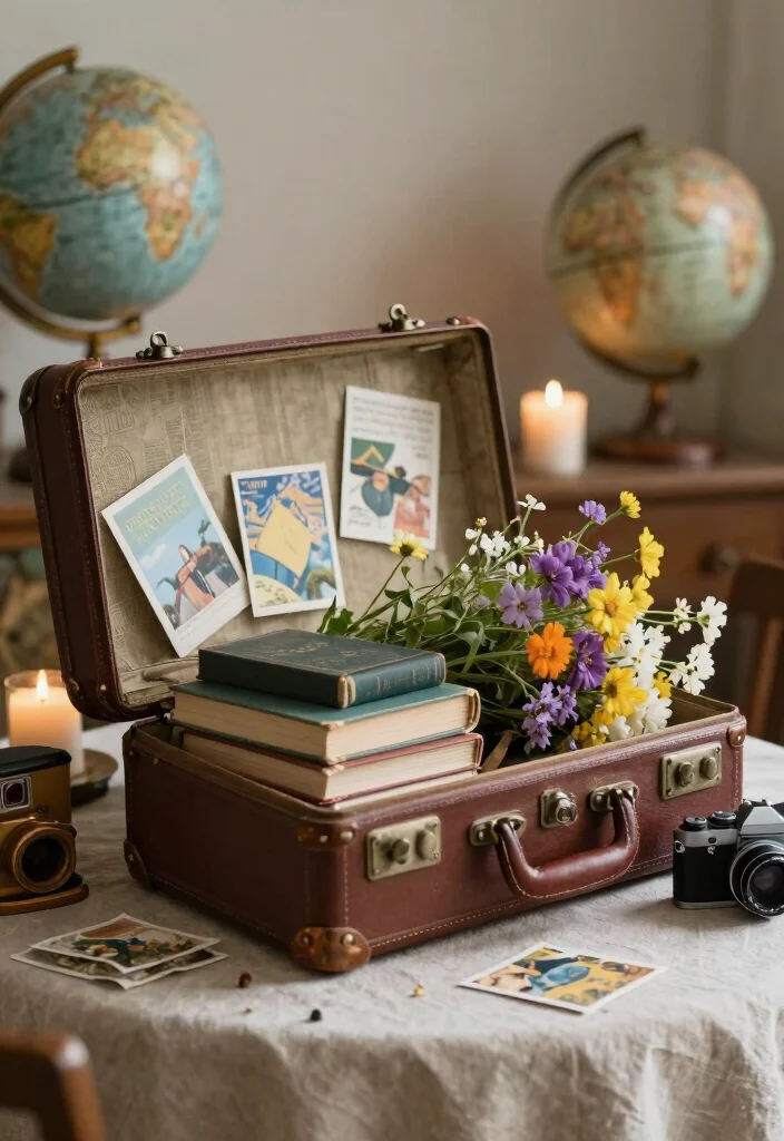 14 Travel Theme Wedding Centerpieces Ideas With Personal Touch 1 14 Travel Theme Wedding Centerpieces Ideas With Personal Touch - 1. Vintage Suitcase Centerpieces 1