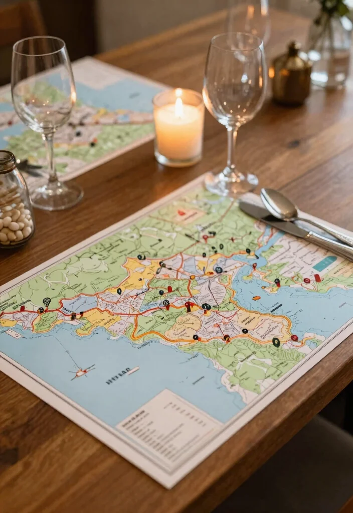 14 Travel Theme Wedding Centerpieces Ideas With Personal Touch 63 14 Travel Theme Wedding Centerpieces Ideas With Personal Touch - 13. Custom Travel Maps as Placemats 1