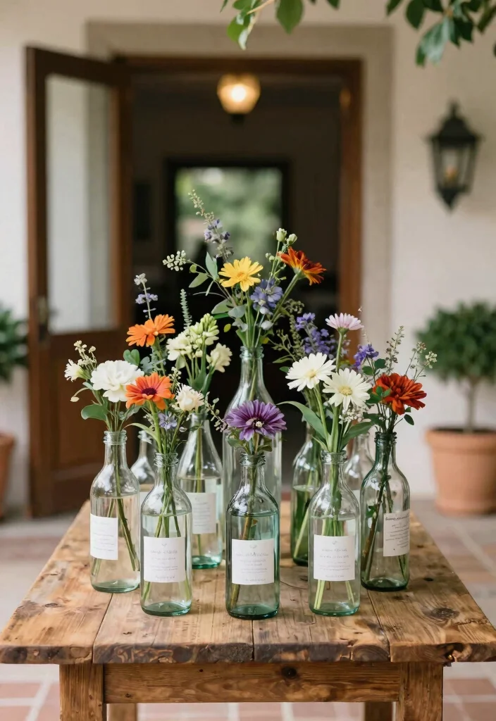 14 Wedding Door Decorations Ideas That Wow From the Start 50 14 Wedding Door Decorations Ideas That Wow From the Start - 10. Upcycled Bottle Displays 1