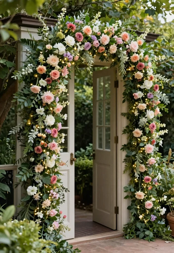 14 Wedding Door Decorations Ideas That Wow From the Start 12 14 Wedding Door Decorations Ideas That Wow From the Start - 2. Floral Garland Dream 1