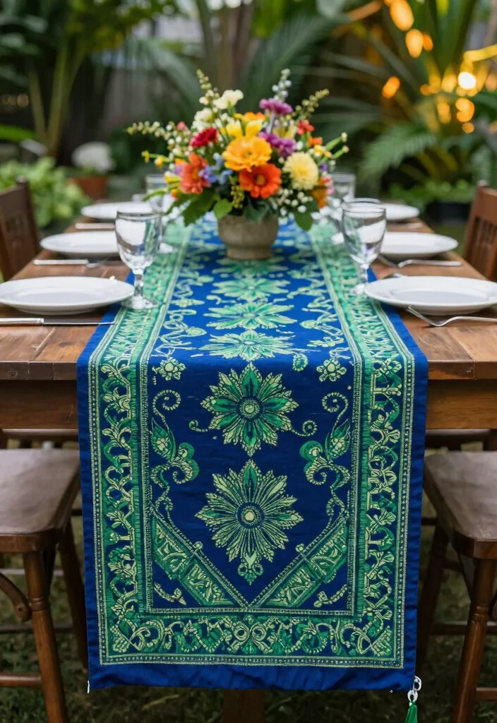 14 Wedding Table Runner Ideas That Elevate Every Setting - 12. Organic Cotton Batik Runners 1