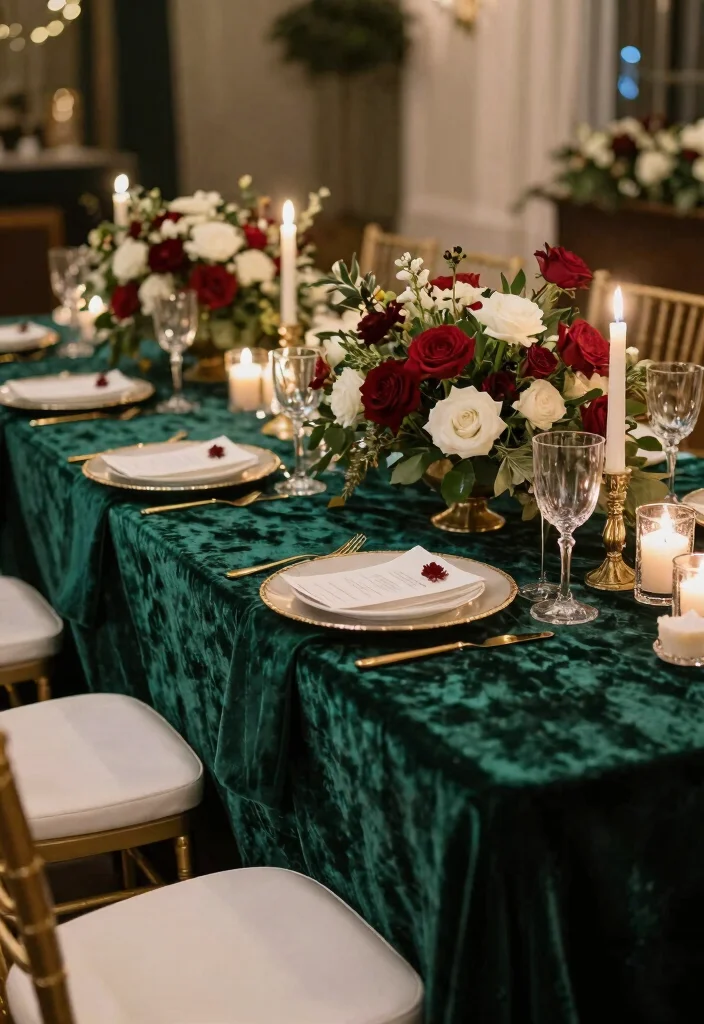14 Wedding Table Runner Ideas That Elevate Every Setting - 13. Velvet Runners 1