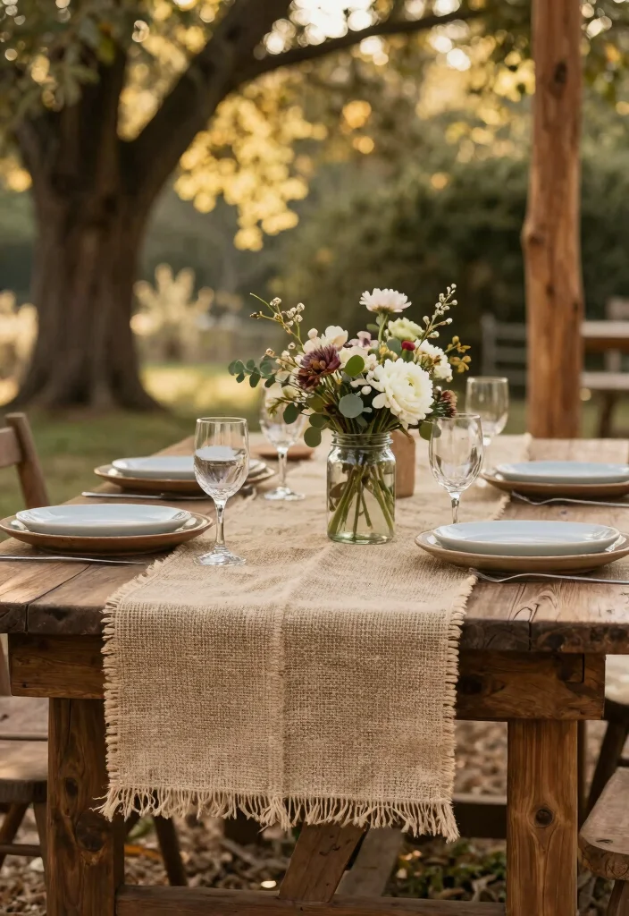 14 Wedding Table Runner Ideas That Elevate Every Setting - 3. Jute and Burlap Runners 1