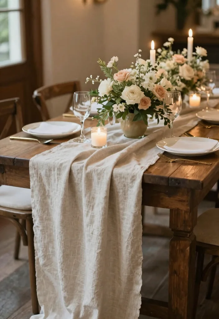 14 Wedding Table Runner Ideas That Elevate Every Setting - 5. Natural Cotton Table Runners 1
