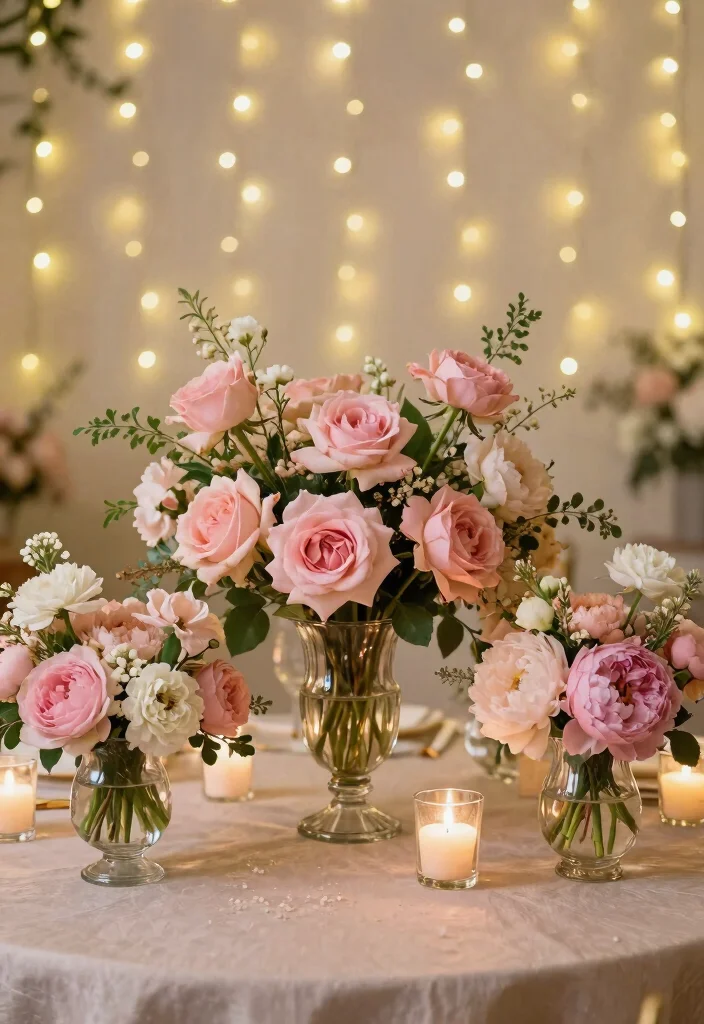 15 Blush Pink Wedding Centerpieces Ideas With Soft Romance - 1. Dreamy Floral Arrangements 1