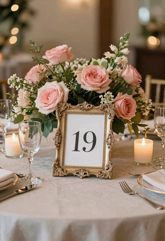 15 Blush Pink Wedding Centerpieces Ideas With Soft Romance - 12. Personalized Table Numbers 1