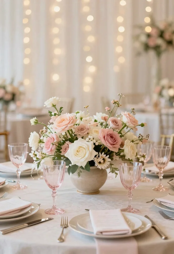 15 Blush Pink Wedding Centerpieces Ideas With Soft Romance - 13. Soft Color Palettes 1