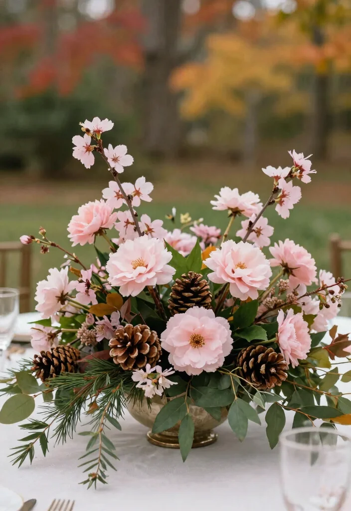 15 Blush Pink Wedding Centerpieces Ideas With Soft Romance - 15. Seasonal Touches 1