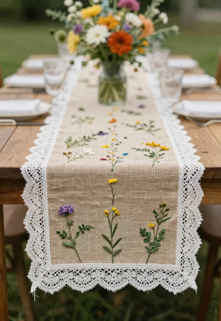 15 Boho Wedding Table Ideas With Free Spirited Style - 1. Natural Table Runners 1