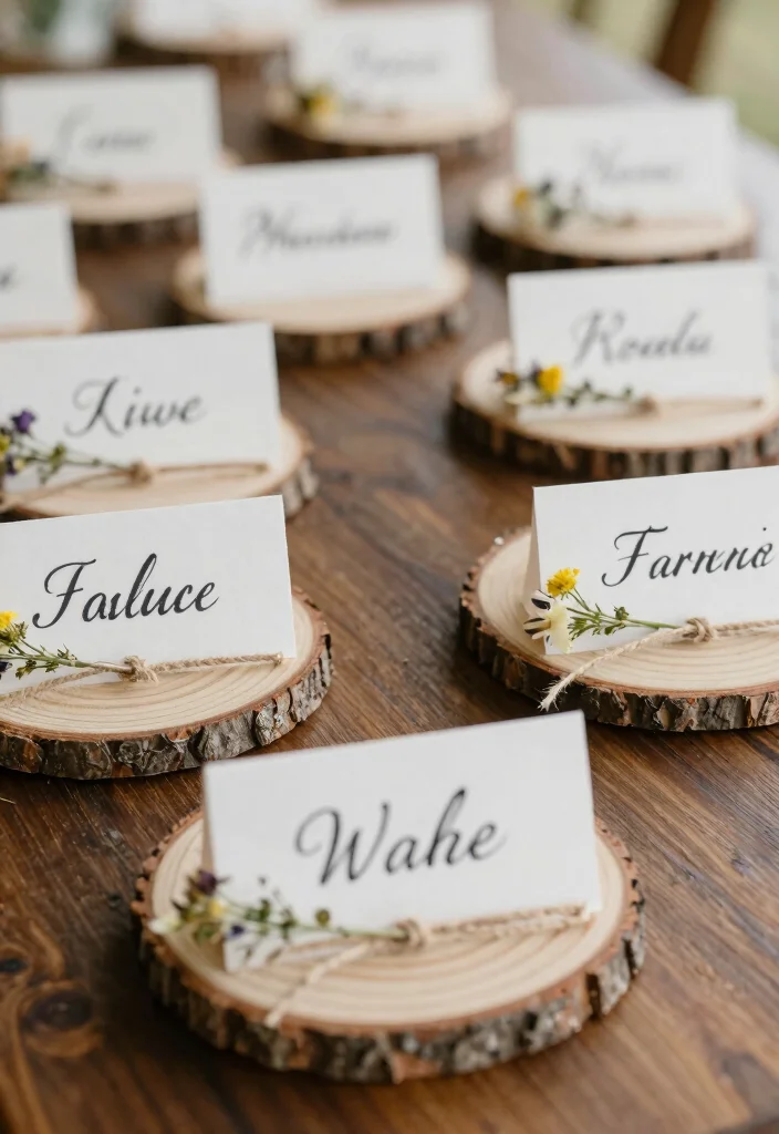 15 Boho Wedding Table Ideas With Free Spirited Style - 11. Unique Place Cards 1