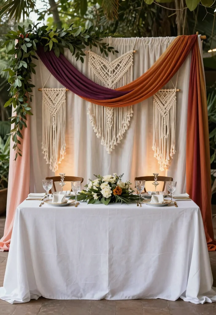 15 Boho Wedding Table Ideas With Free Spirited Style - 14. Boho-Themed Backdrops 1