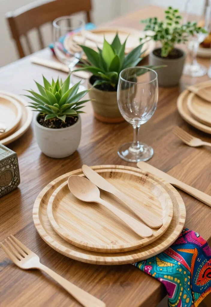 15 Boho Wedding Table Ideas With Free Spirited Style - 3. Eco-Friendly Tableware 1