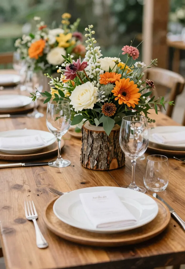 15 Boho Wedding Table Ideas With Free Spirited Style - 6. Rustic Wooden Elements 1