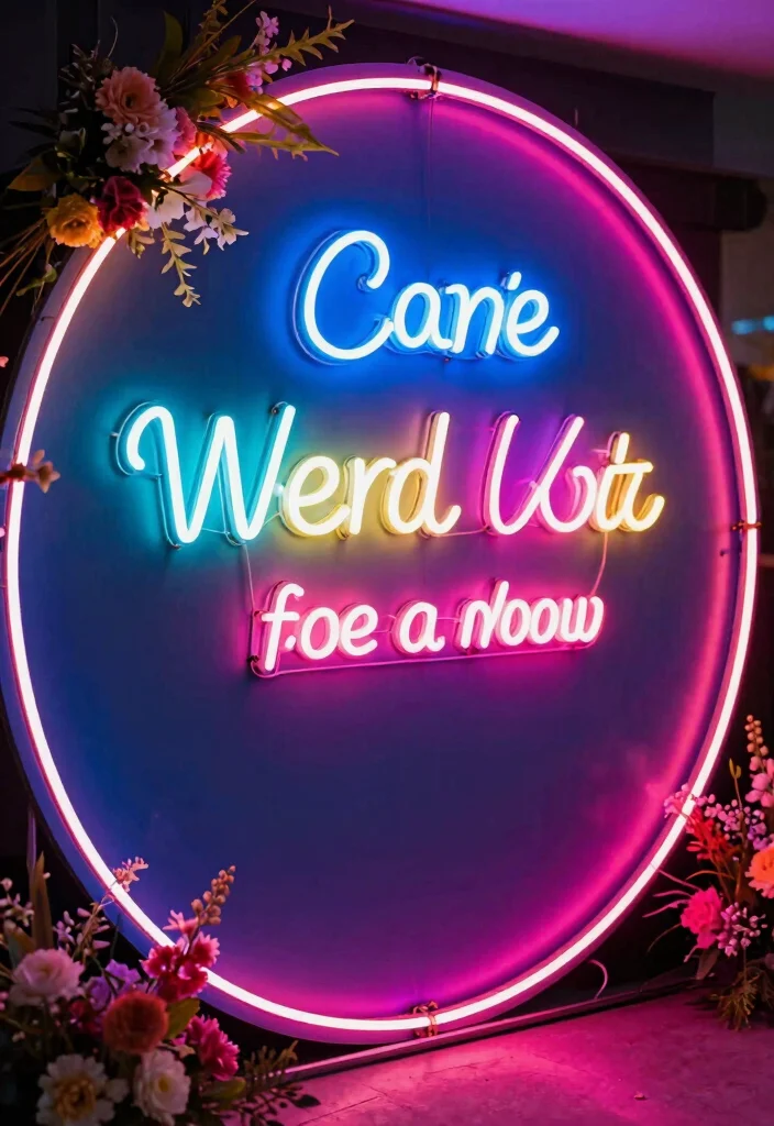 15 Circle Wedding Backdrop Ideas With Modern Romance - 11. Bold Neon Lights 1