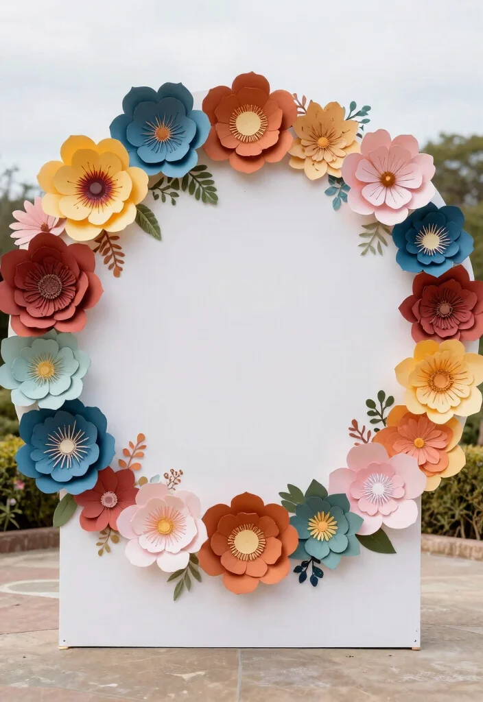 15 Circle Wedding Backdrop Ideas With Modern Romance - 13. Artistic Paper Craft Backdrop 1