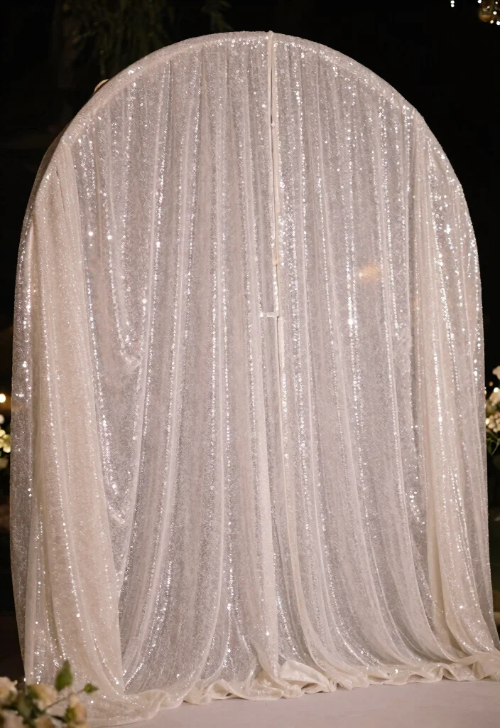 15 Circle Wedding Backdrop Ideas With Modern Romance - 15. Ethereal Glitter and Glam 1