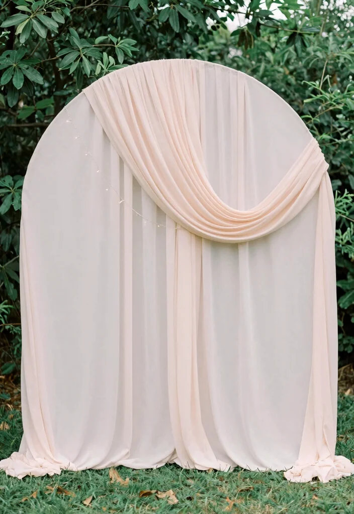 15 Circle Wedding Backdrop Ideas With Modern Romance - 3. Minimalist Chic with Fabric Draping 1