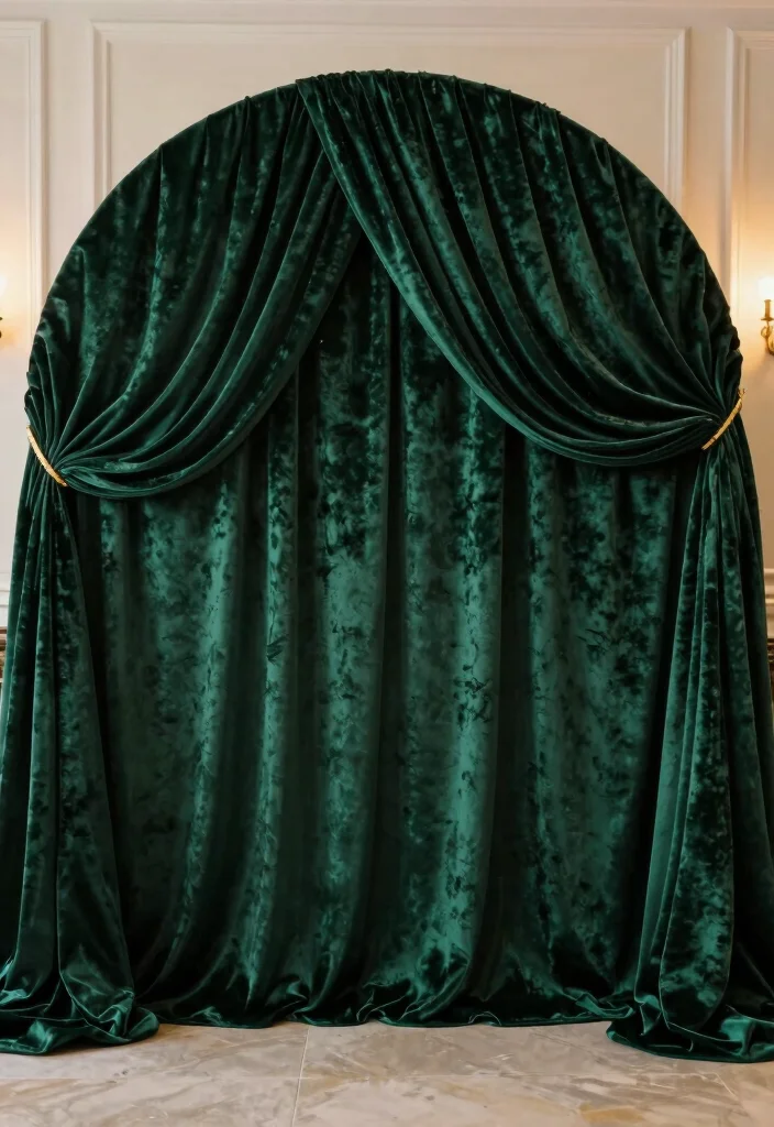 15 Circle Wedding Backdrop Ideas With Modern Romance - 6. Luxurious Fabric with a Twist 1