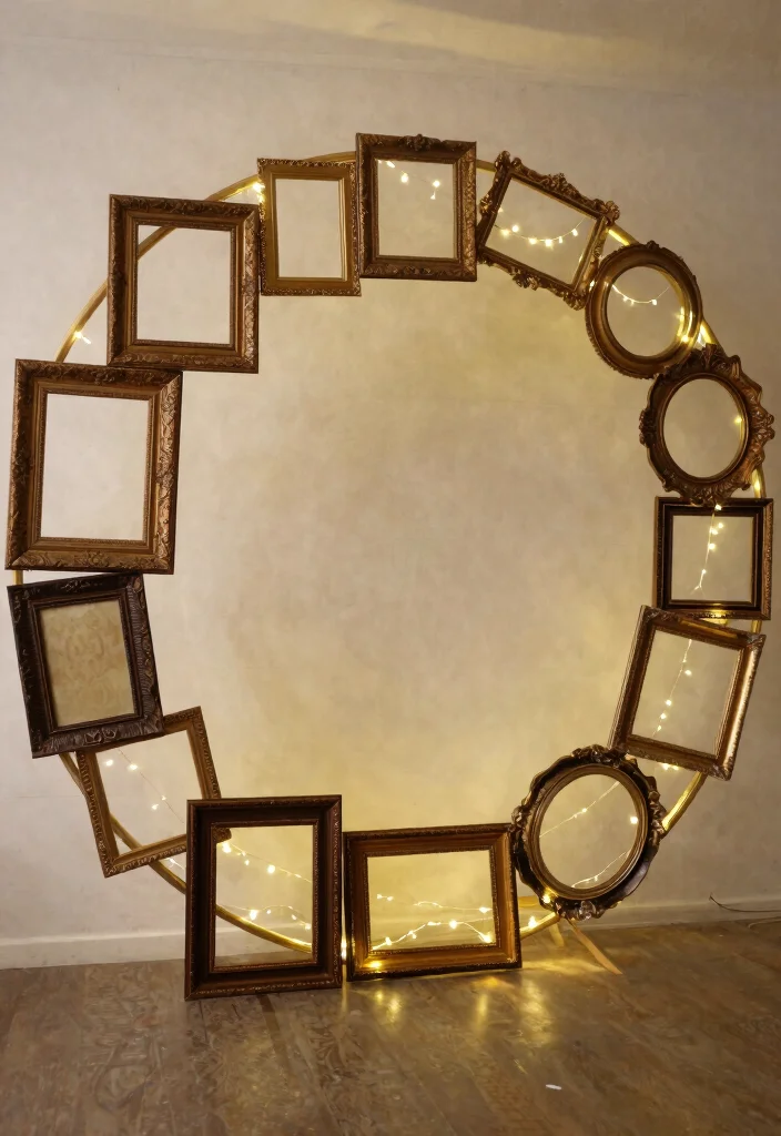 15 Circle Wedding Backdrop Ideas With Modern Romance - 7. Vintage Glam with Antique Frames 1