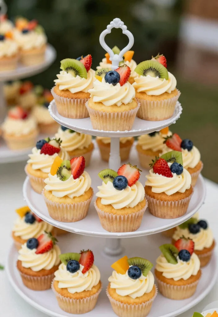 15 Fruit Table Ideas Wedding Guests Will Adore - 14. Fruit-Crowned Cupcakes 1