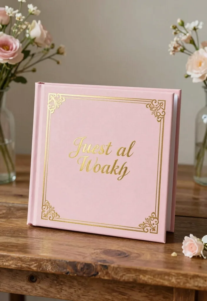 15 Pink and Gold Wedding Decorations Ideas With Glam Touch - 15. Personalized Pink and Gold Guest Book 1