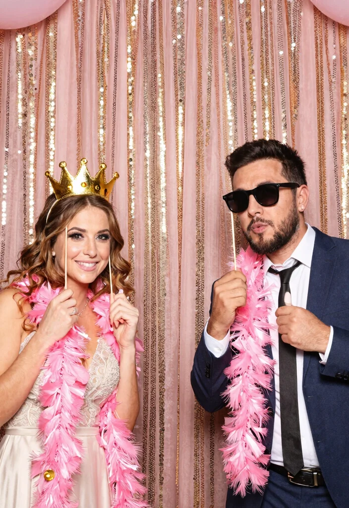 15 Pink and Gold Wedding Decorations Ideas With Glam Touch - 8. Charming Photo Booth with Pink and Gold Decor 1