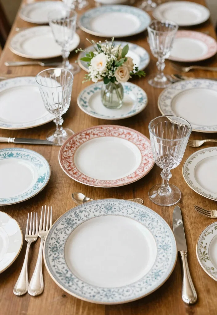 15 Romantic Vintage Wedding Decorations Ideas With Old World Glam - 7. Mismatched Vintage China 1