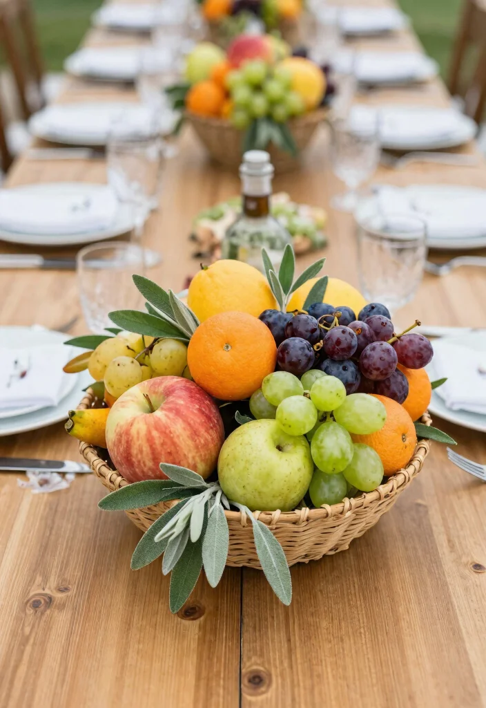 15 Sage Centerpieces Wedding Ideas With Earthy Elegance - 15. Sage and Seasonal Fruit Centerpieces 1