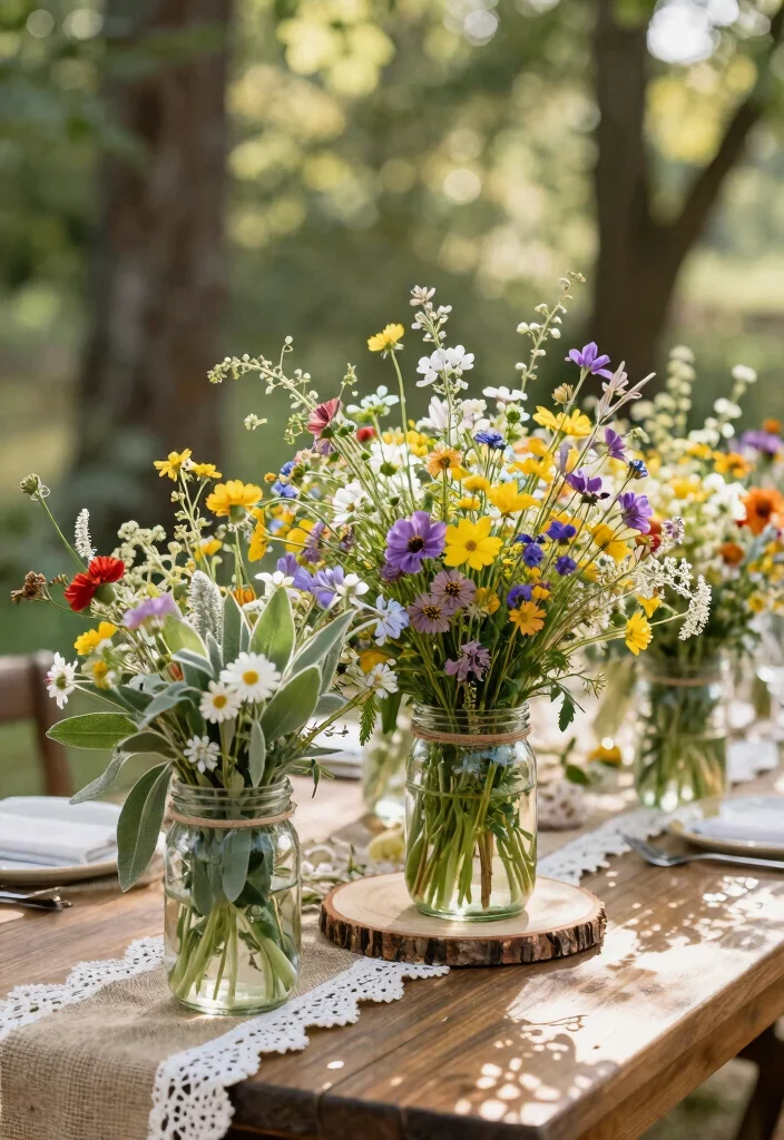15 Sage Centerpieces Wedding Ideas With Earthy Elegance - 7. Sage and Wildflower Mix 1