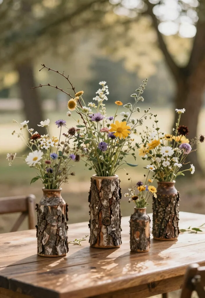 15 Tree Centerpieces Wedding Ideas With Natural Beauty 39 15 Tree Centerpieces Wedding Ideas With Natural Beauty - 9. Tree Bark Vases 1