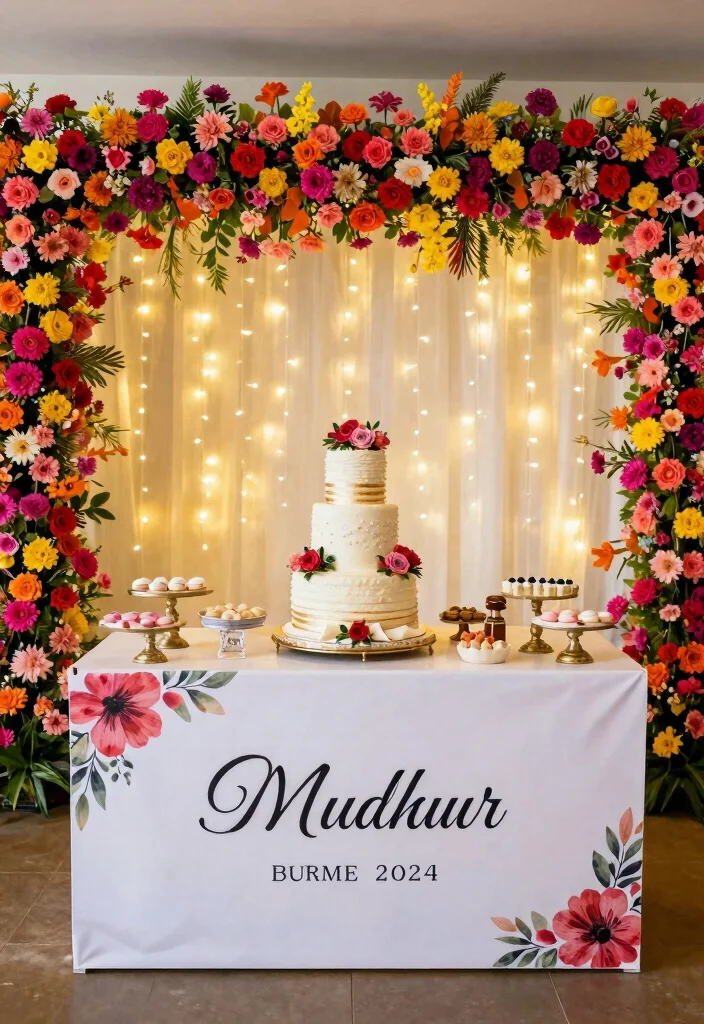 15 Wedding Cake Table Ideas That Steal the Spotlight 62 15 Wedding Cake Table Ideas That Steal the Spotlight - 12. Customized Backdrop 1
