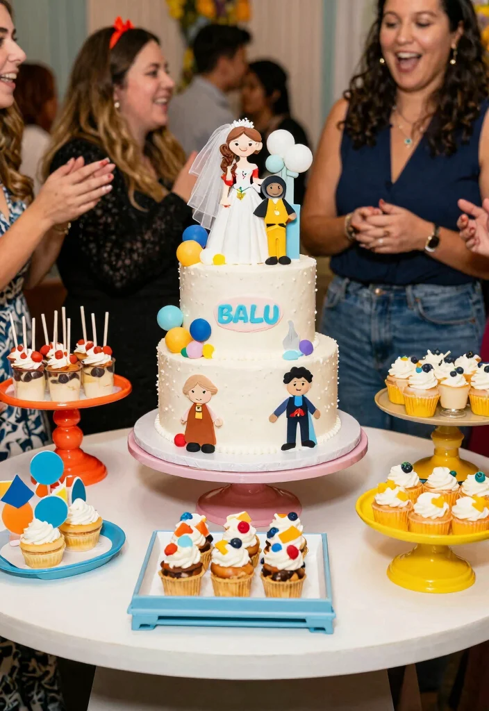 15 Wedding Cake Table Ideas That Steal the Spotlight 64 15 Wedding Cake Table Ideas That Steal the Spotlight - 14. Fun and Playful 1