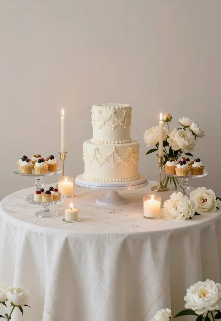 15 Wedding Cake Table Ideas That Steal the Spotlight 14 15 Wedding Cake Table Ideas That Steal the Spotlight - 4. Elegant Neutral Tones 1