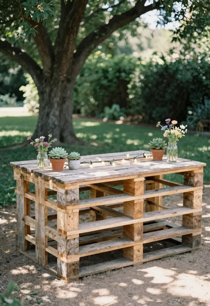 15 Wedding Signing Table Ideas That Feel Meaningful - 1. Recycled Pallet Table 1