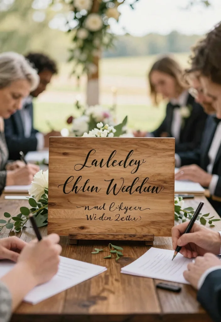 15 Wedding Signing Table Ideas That Feel Meaningful - 4. Custom Wooden Sign 1
