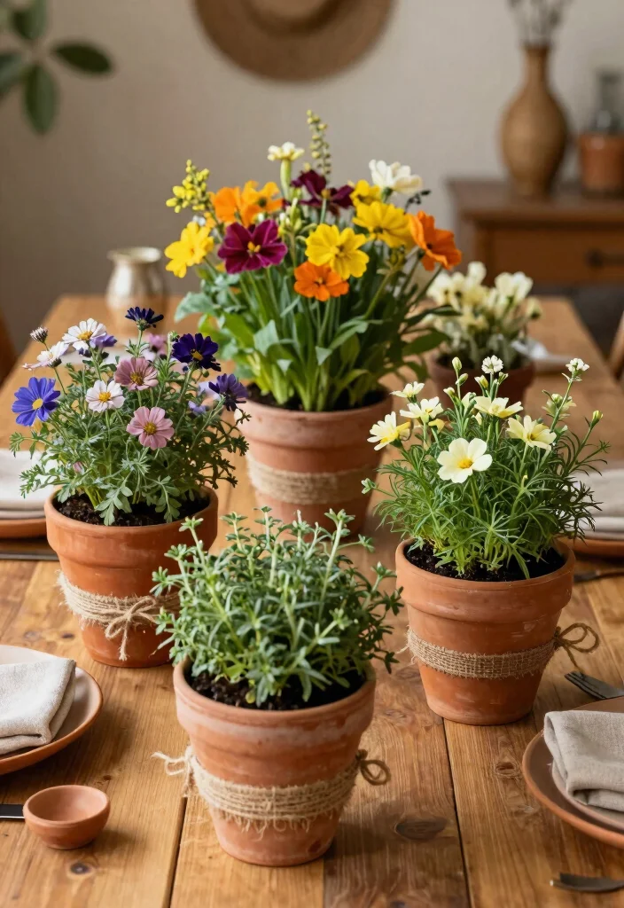 15 Wedding Table Toppers Ideas That Add Stunning Detail - 10. Terracotta Pots 1