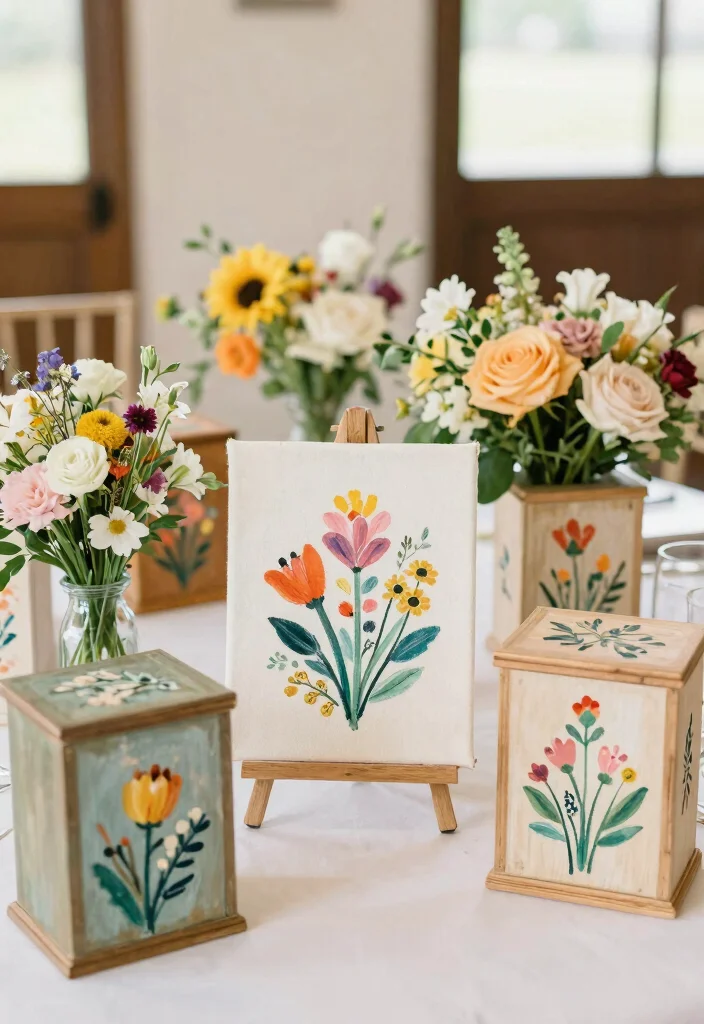 15 Wedding Table Toppers Ideas That Add Stunning Detail - 14. Hand-painted Centerpieces 1