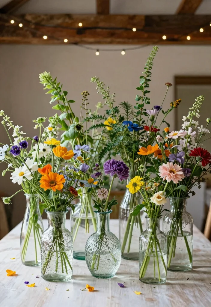 15 Wedding Table Toppers Ideas That Add Stunning Detail - 2. Recycled Glass Vases 1