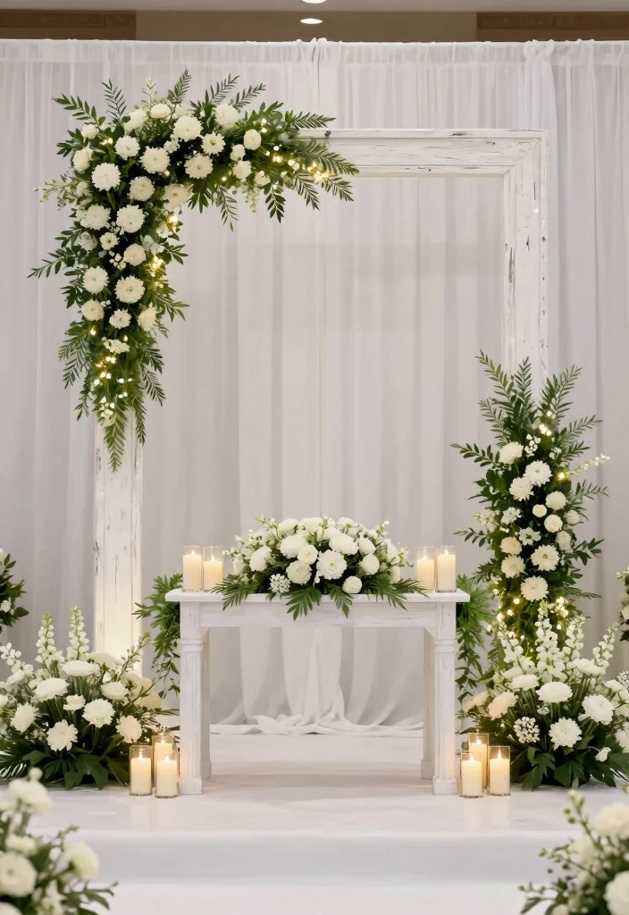 15 White Backdrop Wedding Ideas With Timeless Charm 50 15 White Backdrop Wedding Ideas With Timeless Charm - 10. White Rustic Frame 1