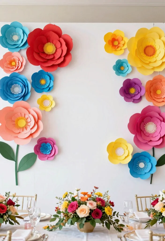 15 White Backdrop Wedding Ideas With Timeless Charm 51 15 White Backdrop Wedding Ideas With Timeless Charm - 11. Artistic Paper Flowers 1