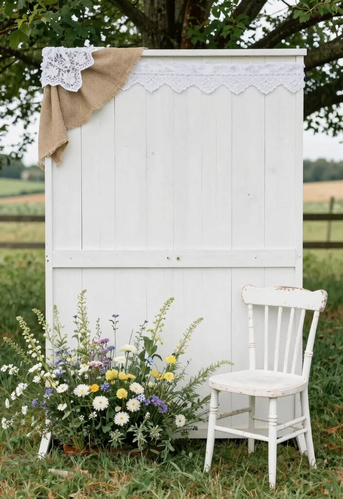 15 White Backdrop Wedding Ideas With Timeless Charm 23 15 White Backdrop Wedding Ideas With Timeless Charm - 3. Rustic White Wooden Backdrop 1