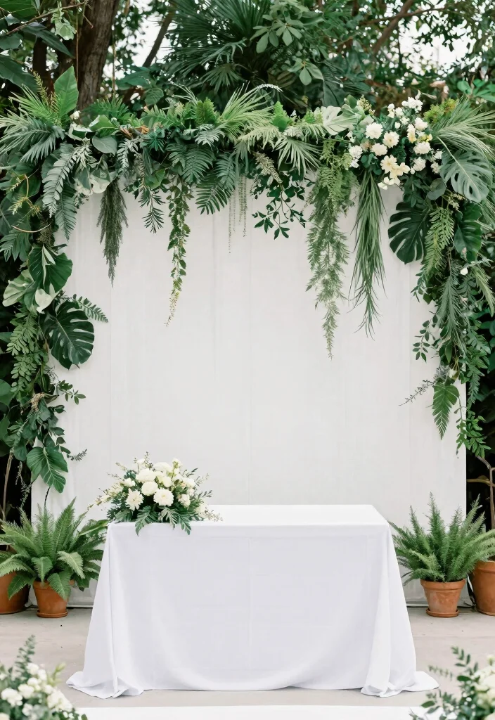 15 White Backdrop Wedding Ideas With Timeless Charm 47 15 White Backdrop Wedding Ideas With Timeless Charm - 7. Greenery and White Combination 1