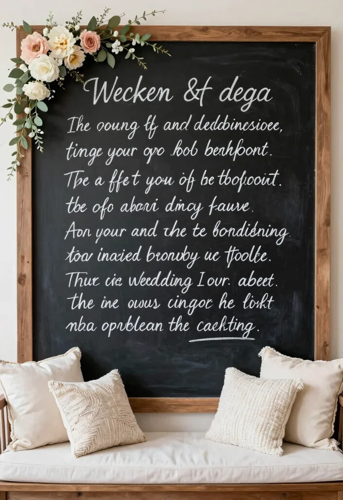 15 White Backdrop Wedding Ideas With Timeless Charm 48 15 White Backdrop Wedding Ideas With Timeless Charm - 8. Rustic Chalkboard Backdrop 1