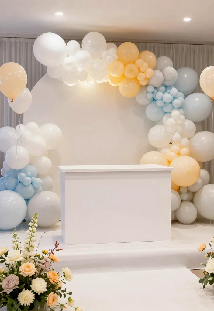 15 White Backdrop Wedding Ideas With Timeless Charm 49 15 White Backdrop Wedding Ideas With Timeless Charm - 9. Elegant Balloon Installation 1