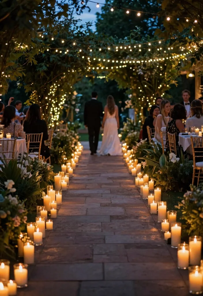 16 Backdrop Ideas for Wedding Reception That Shine Beautifully - 13. Candlelit Pathway 1