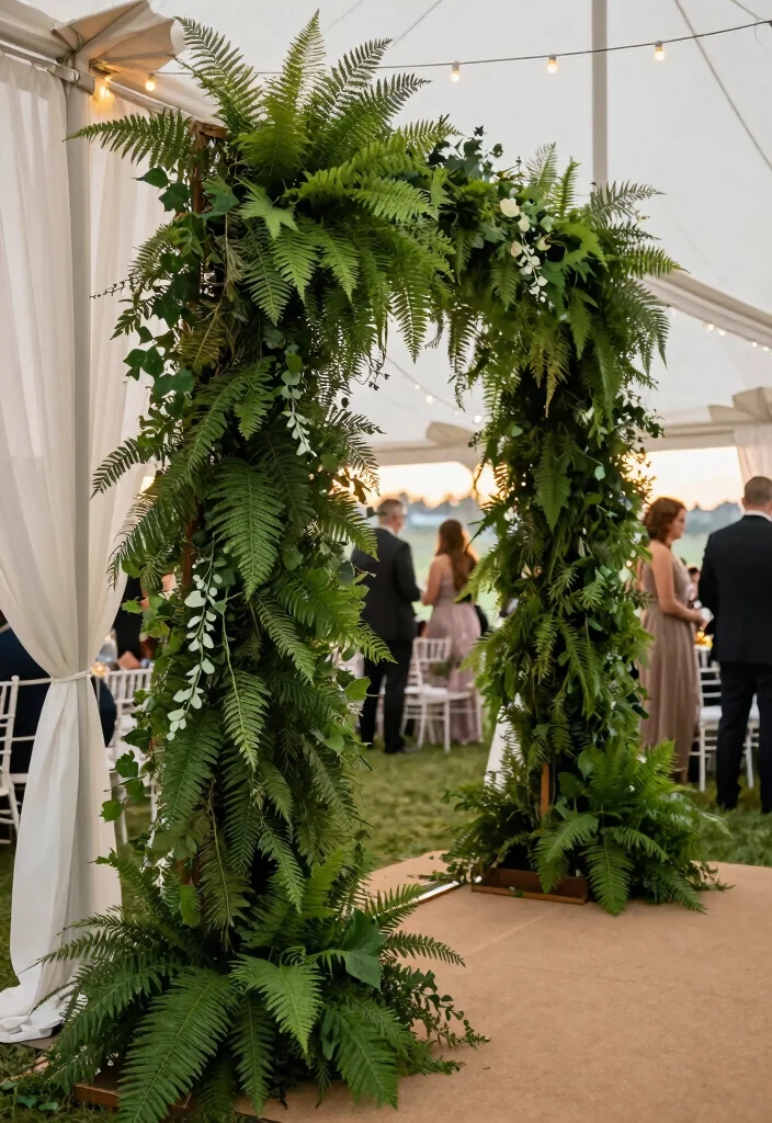 16 Backdrop Ideas for Wedding Reception That Shine Beautifully - 5. Greenery Arch 1